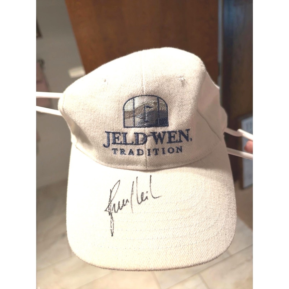 Vintage JELD-WEN Tradition Golf Hat Adjustable Strapback White Autographed